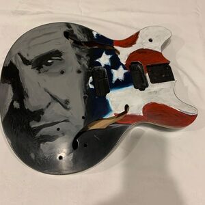Custom Painted Johnny Cash Guitar Piece